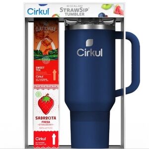 Cirkul 40 oz StrawSip Tumbler in Navy Blue with Handle